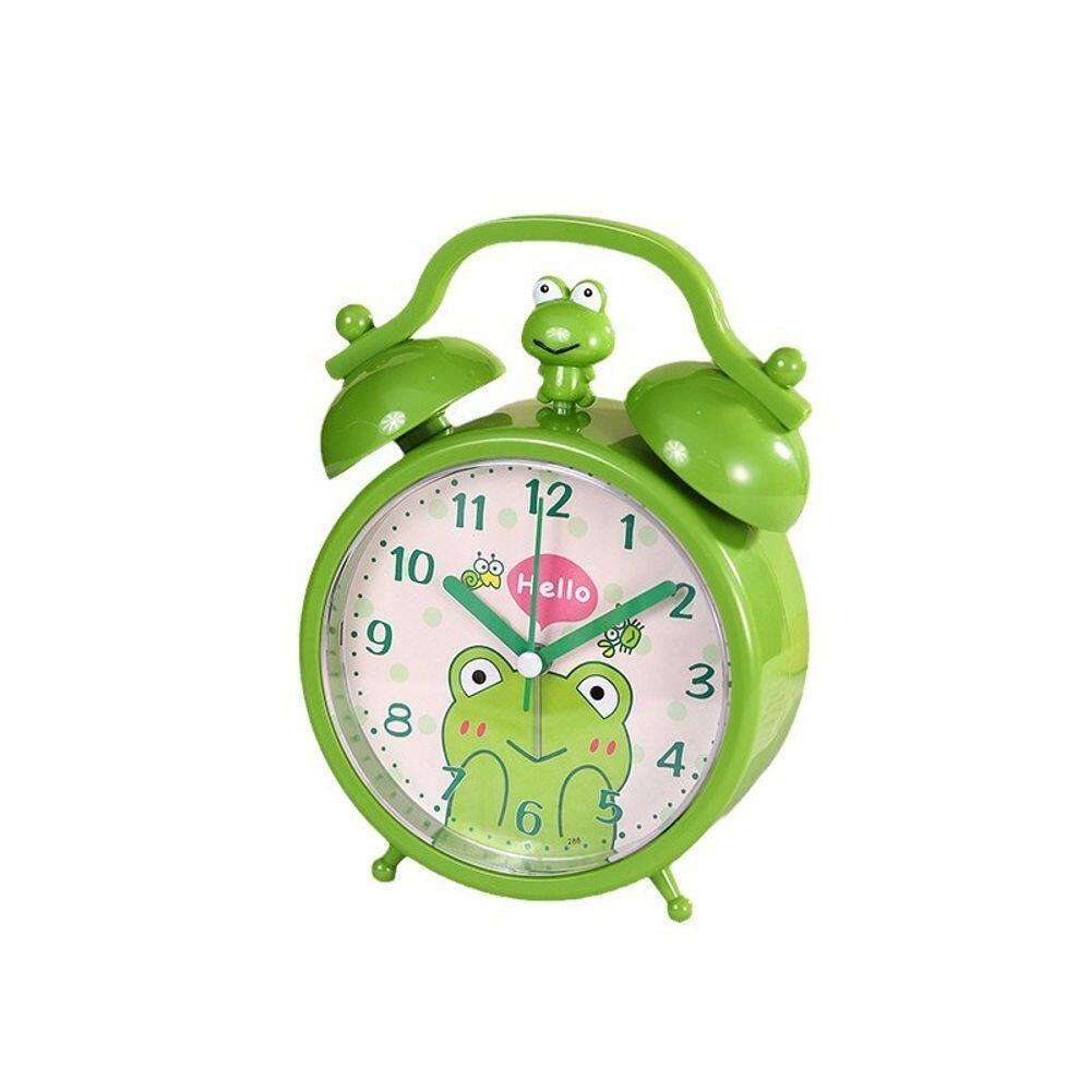 Despertador Cute Frog Design Twin Bell Silent Quartz Kids