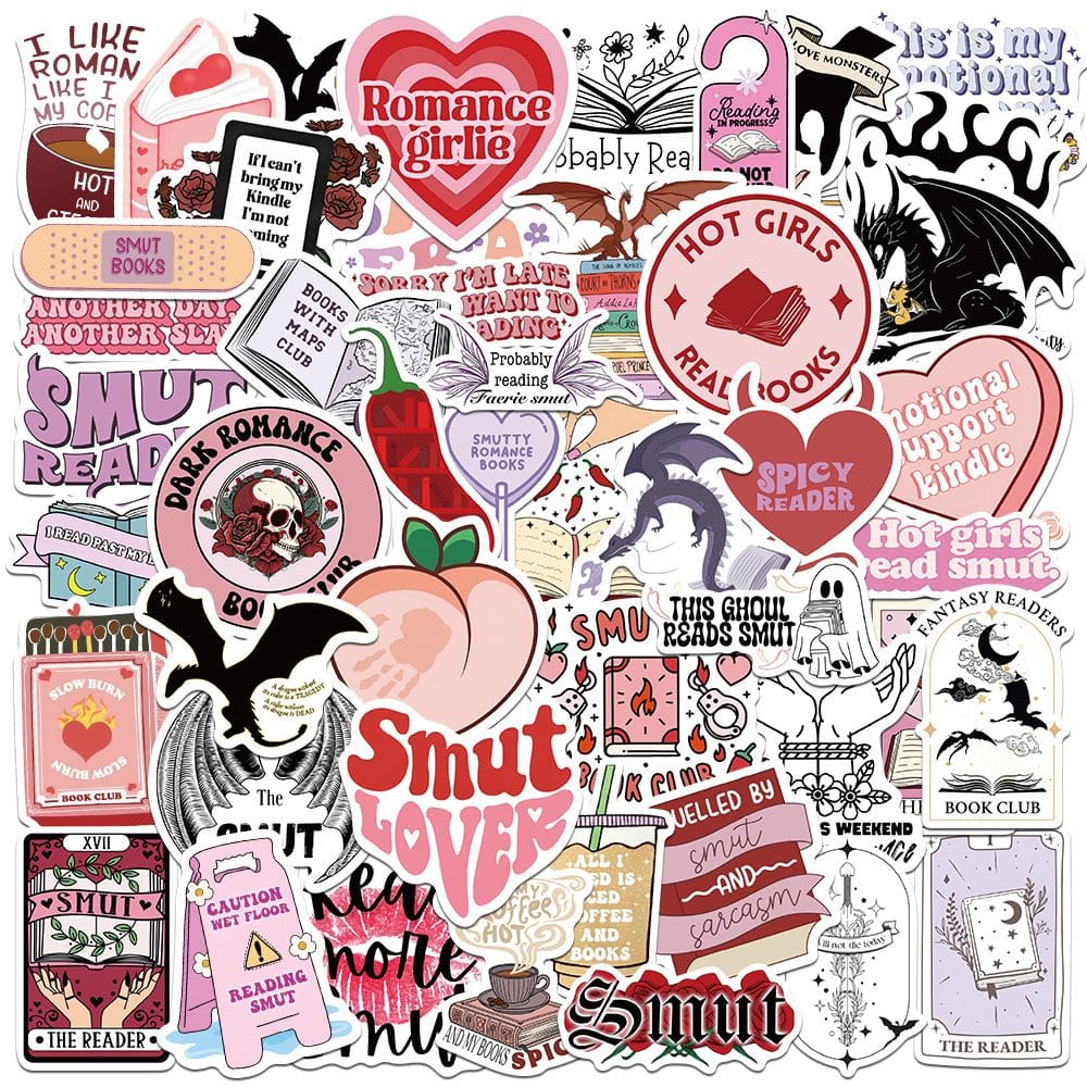 Pacote de adesivos Bookish Pink, 50 unidades de vinil impermeável