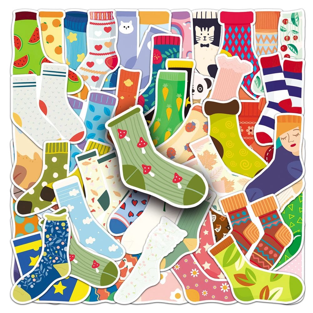Pacote de adesivos: meia colorida, 50 unidades de vinil impermeável