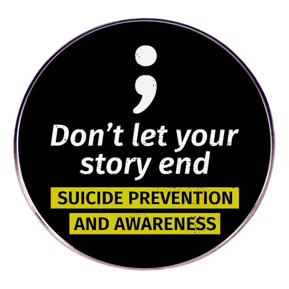 Broche Inspirational Black Round Lapel Alloy 3x3cm