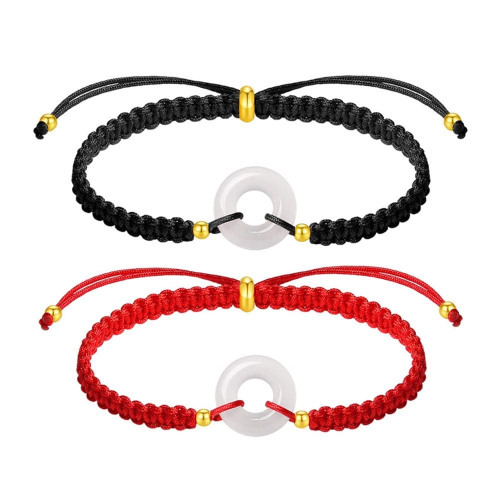 Pulseiras de prata S925 com pingente Ping An de calcedônia branca