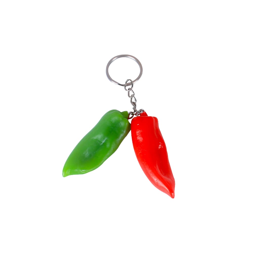 Chaveiro de PVC realista com pimenta malagueta para homens e mulheres