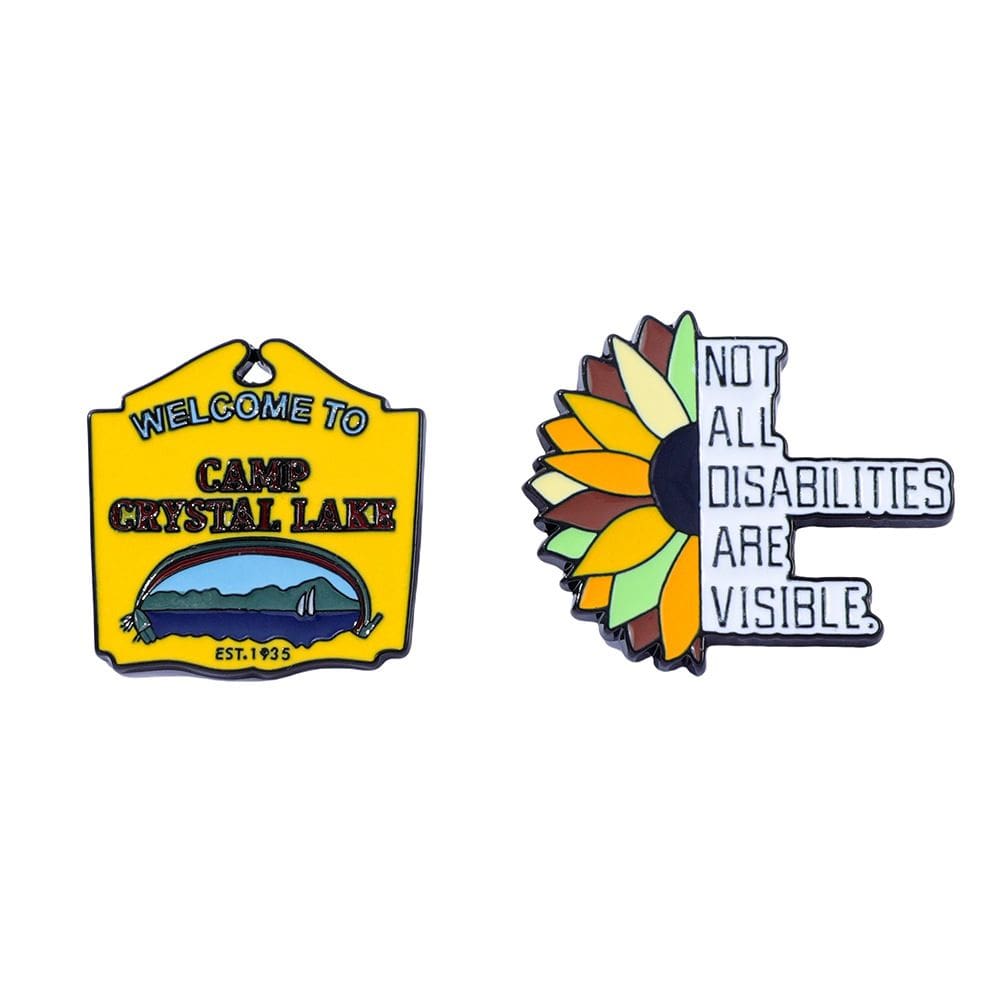 Conjunto de broches, blusa Alloy Creative Quote com girassol