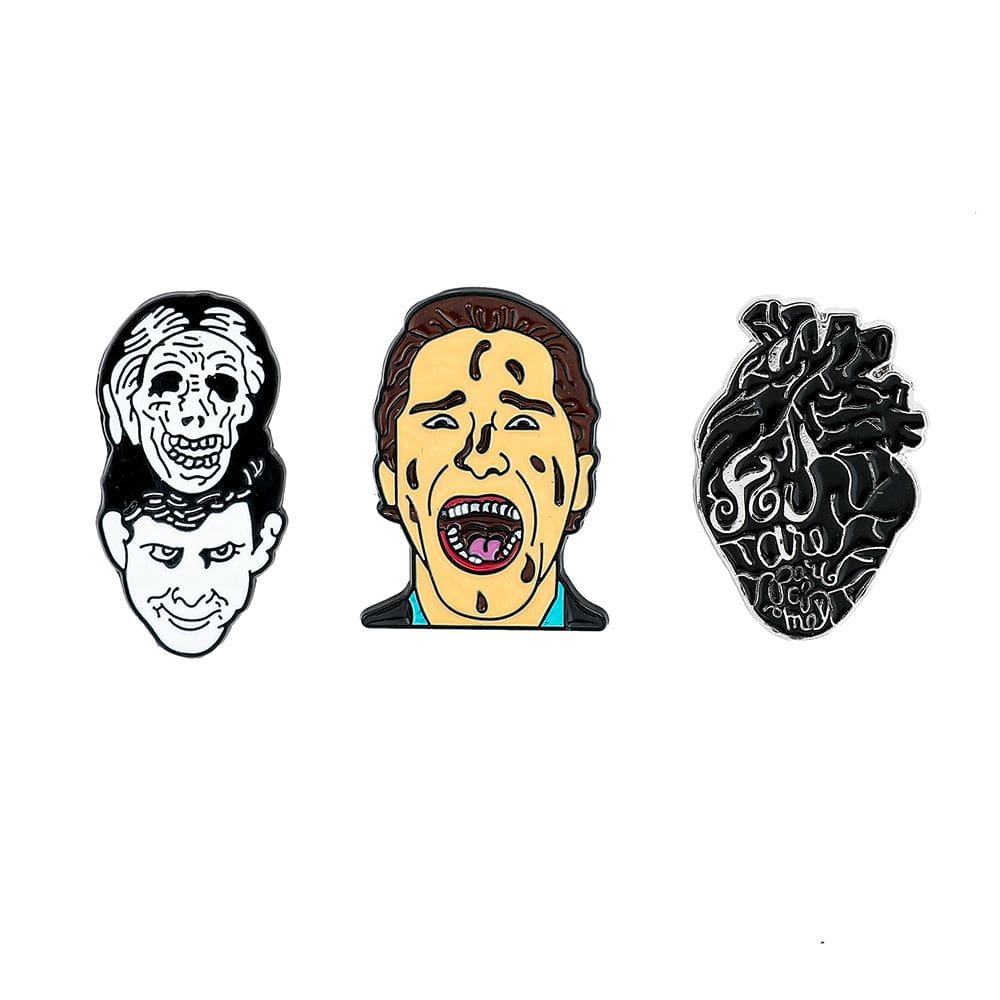 Conjunto de 3 broches de terror, alfinetes de blusa, distintivo de lapela