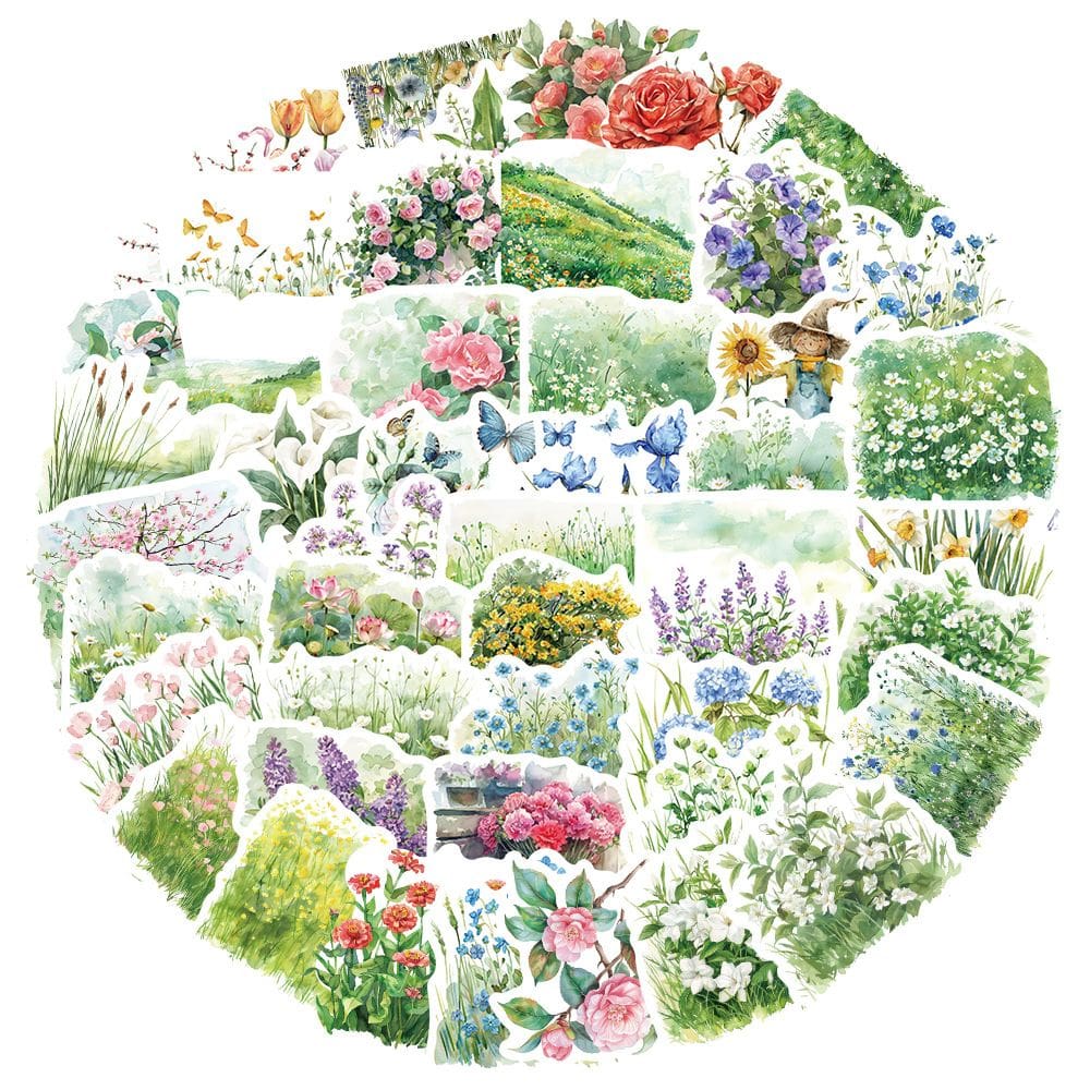 Adesivos Plant Waterproof Vinyl Decalks Green Leaf 50 unidades