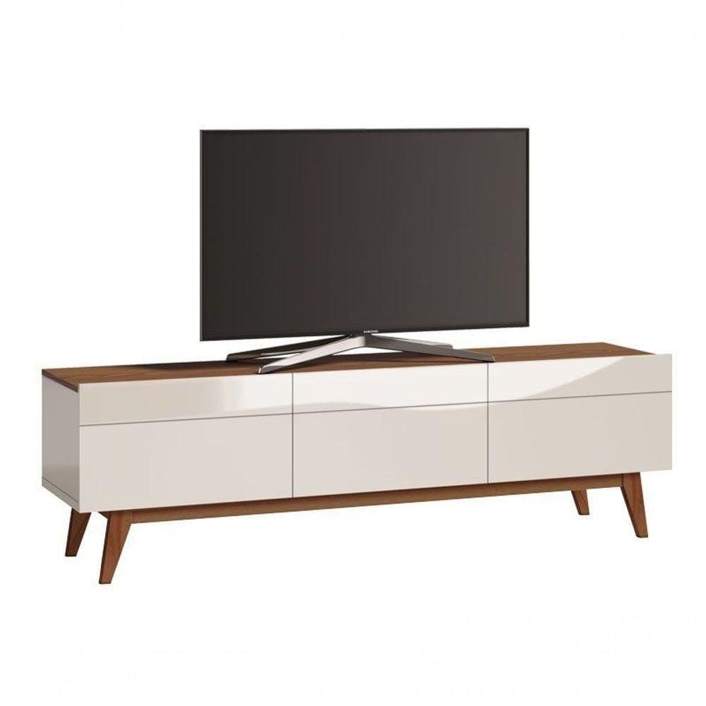 Rack Classic 3g Off White Com Freijó - Imcal Móveis