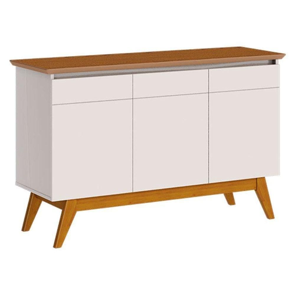 Aparador Para Sala Buffet Classic 3 Portas Com Gaveta Off White Freijó - Imcal