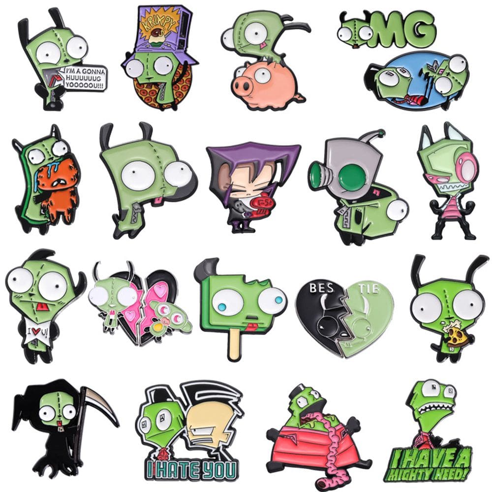 Conjunto de 18 broches de desenho animado, alfinetes de blusa, distintivo de lapela