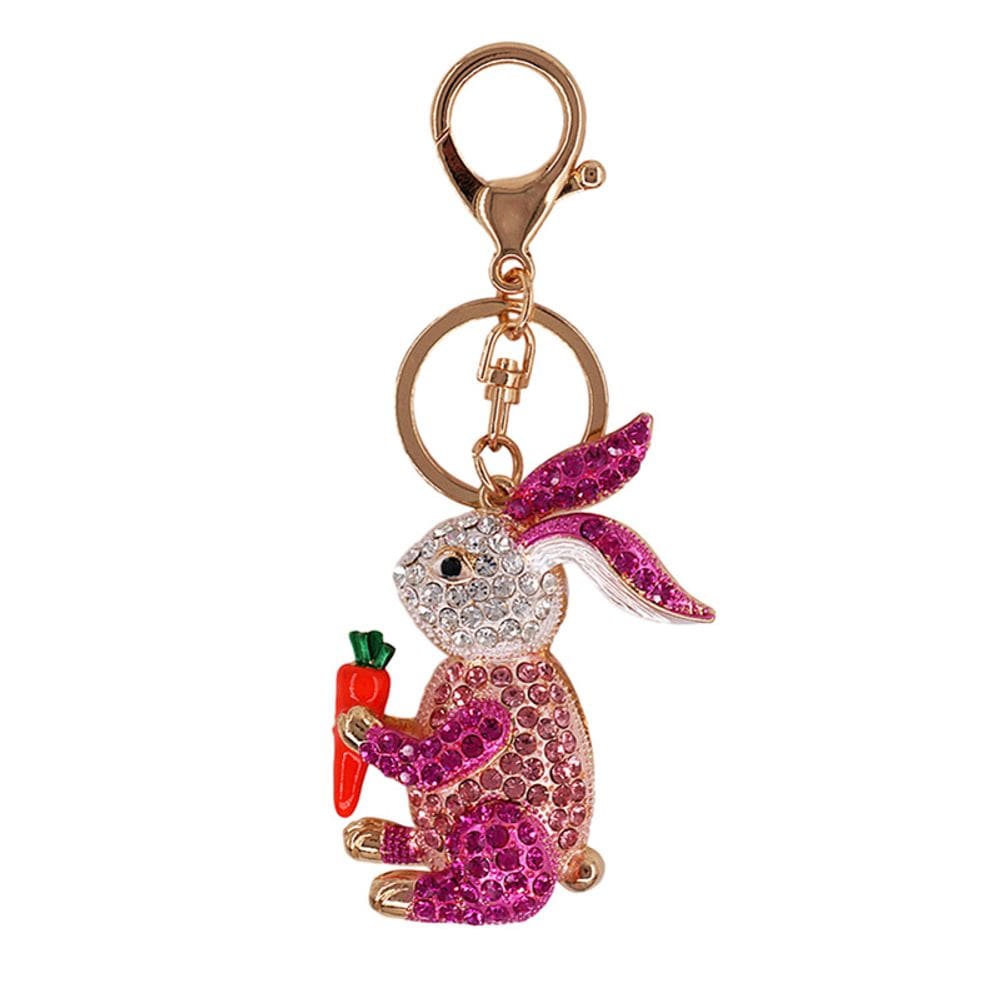 Chaveiro Sparkling Bunny com pingente de cenoura para mulheres