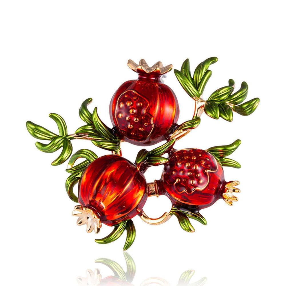 Broche Pin Vintage Pomegranate para mulheres em liga de esmalte