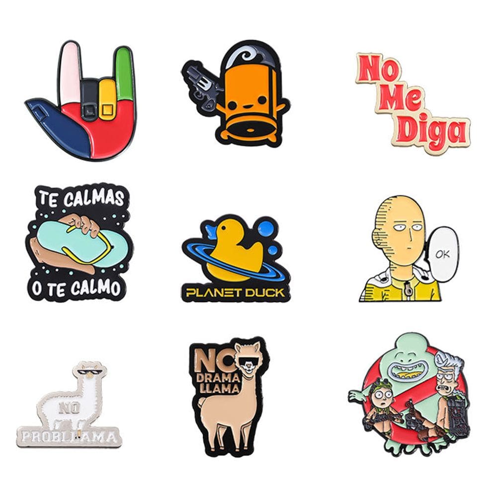 Conjunto de alfinetes de broche, alfinetes de blusa esmaltada de desenho animado com pelúcia para roupas