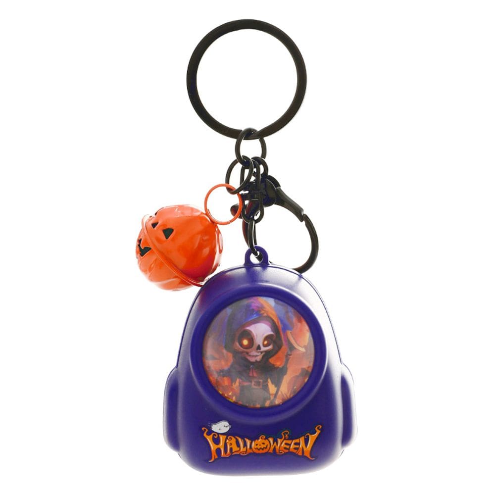 Mochila iluminada de Halloween com chaveiro e pingente de abóbora