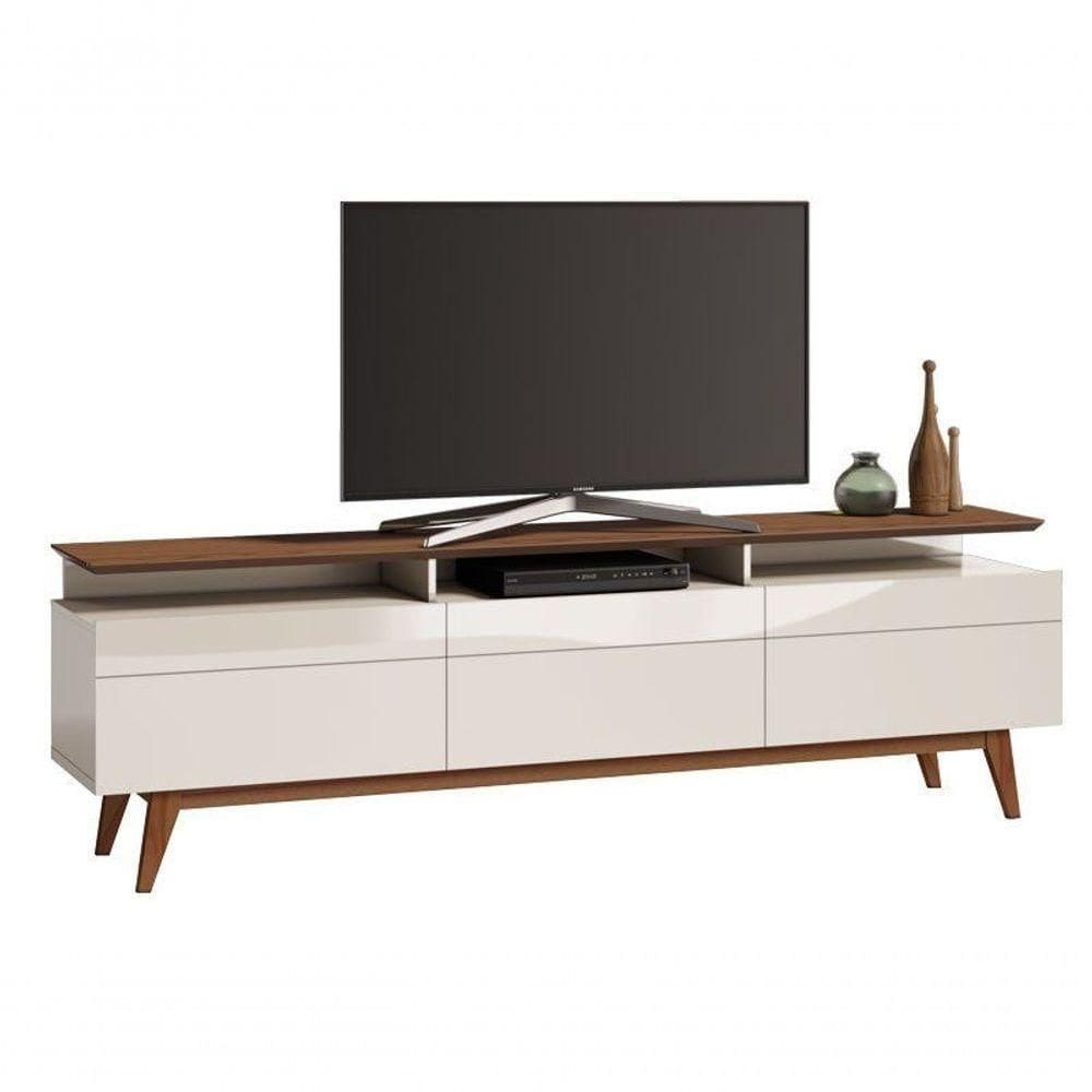 Rack Classic +3g Off White Com Freijó - Imcal Móveis