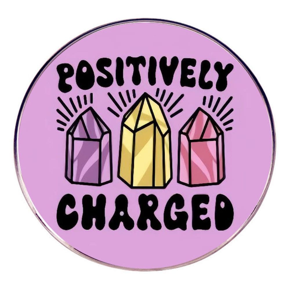 Pino de broche com design de cristal colorido com carga positiva