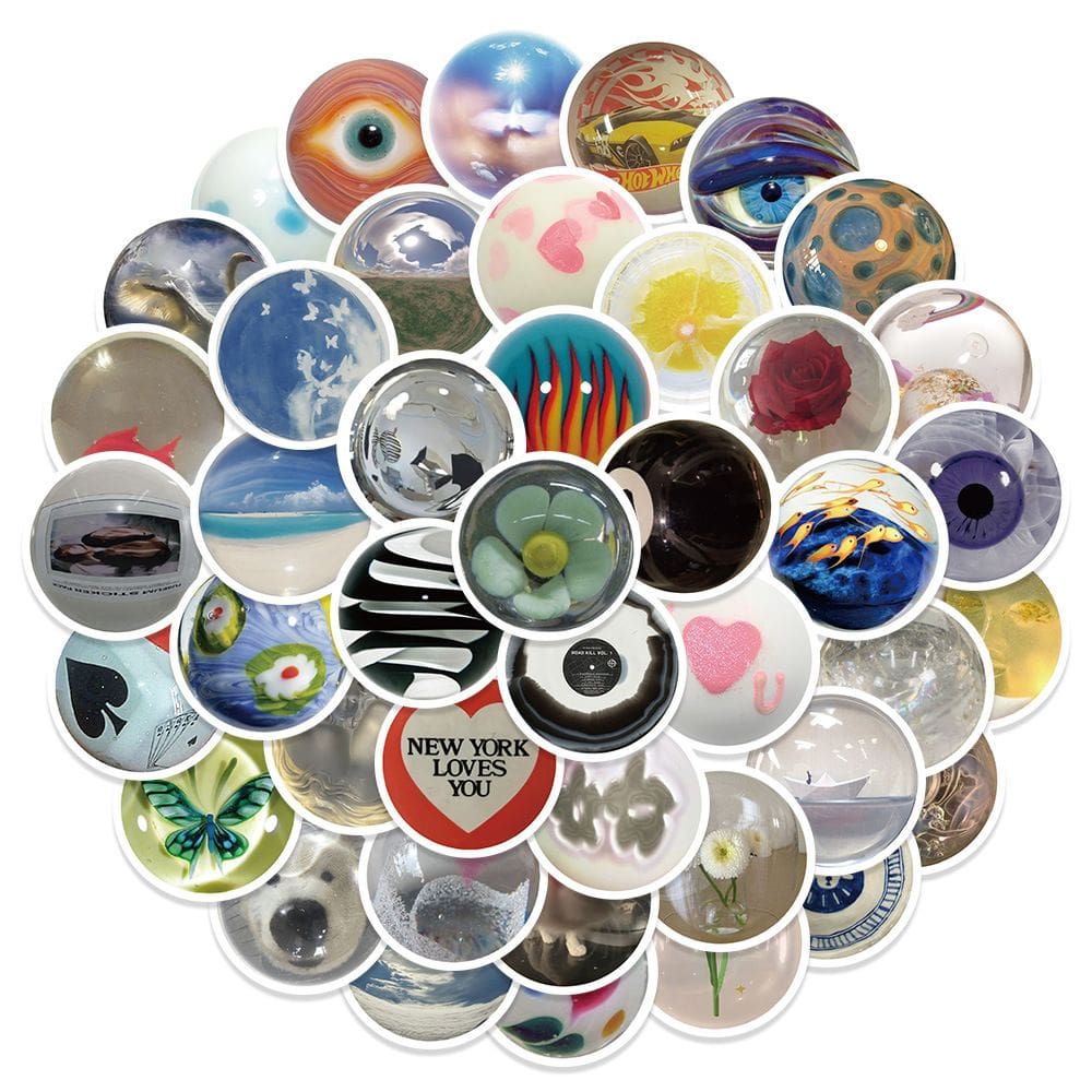 Adesivos de miçangas de vidro Creative Artistic Doodle Design 60 unidades