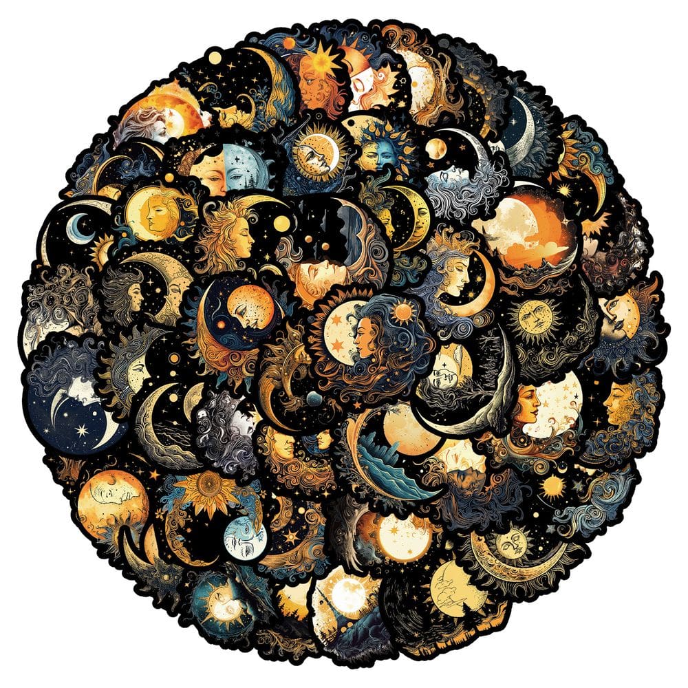 Adesivos Sun and Moon Goddess Vintage Aesthetic x50