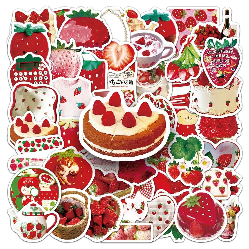 Pacote de adesivos Strawberry, 50 unidades de vinil impermeável para projetos de bricolage