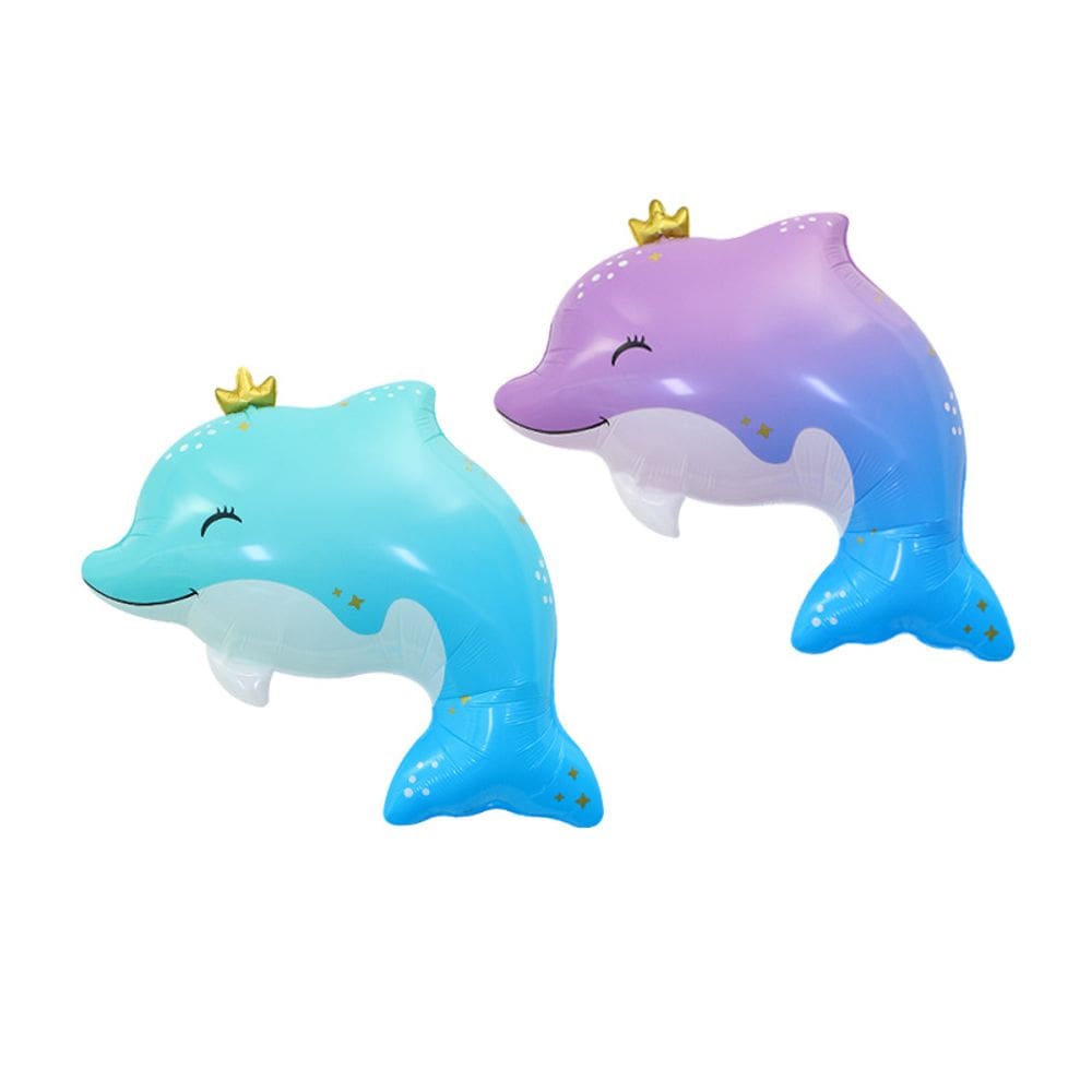 Balões metalizados, 2 peças de golfinho fofo com coroa oceânica