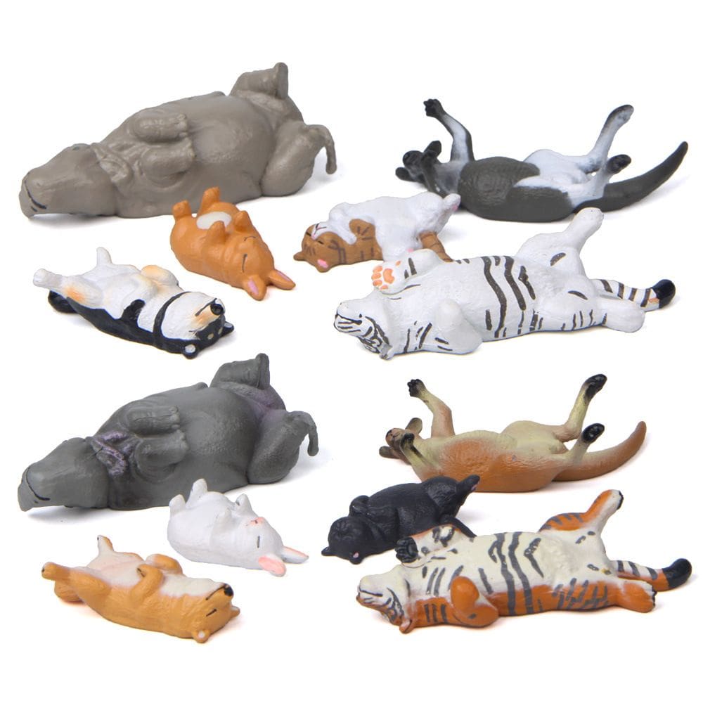 Conjunto de esculturas de jardim em PVC Sleeping Animals 12 peças