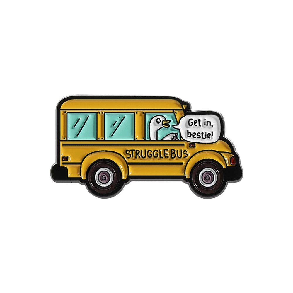 Alfinetes de broche Funny Goose Bus Creative Yellow Alloy Lapel Pi