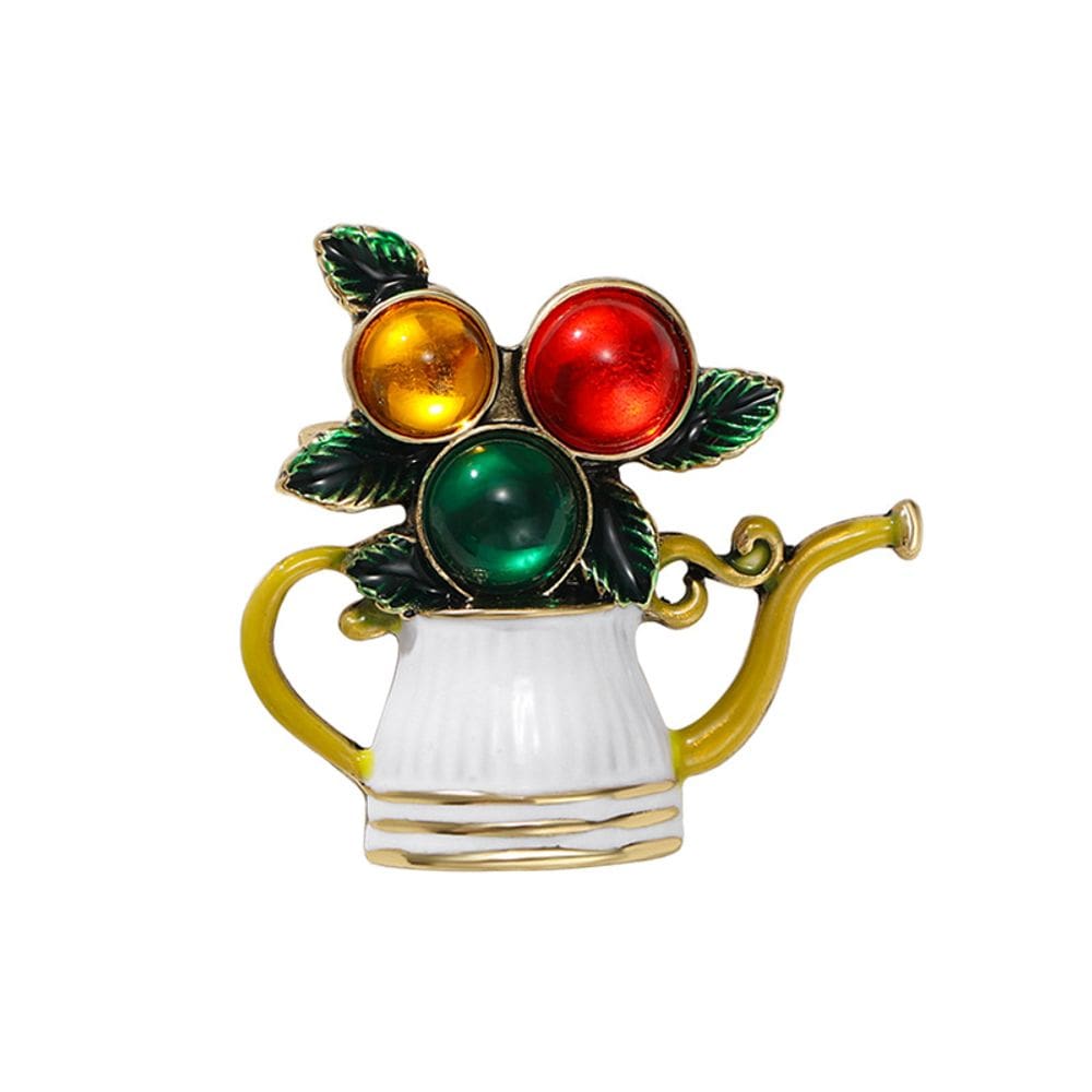 Regador vintage Brooch Pins com flores de cristal coloridas