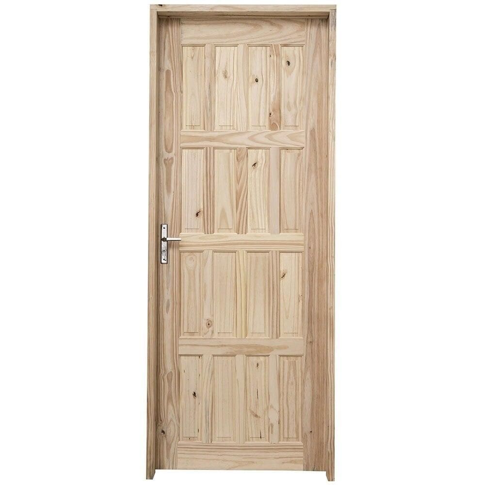 Kit Porta de Madeira Pinus Grantok M09 Externa, Abertura à Direita 213x96 cm