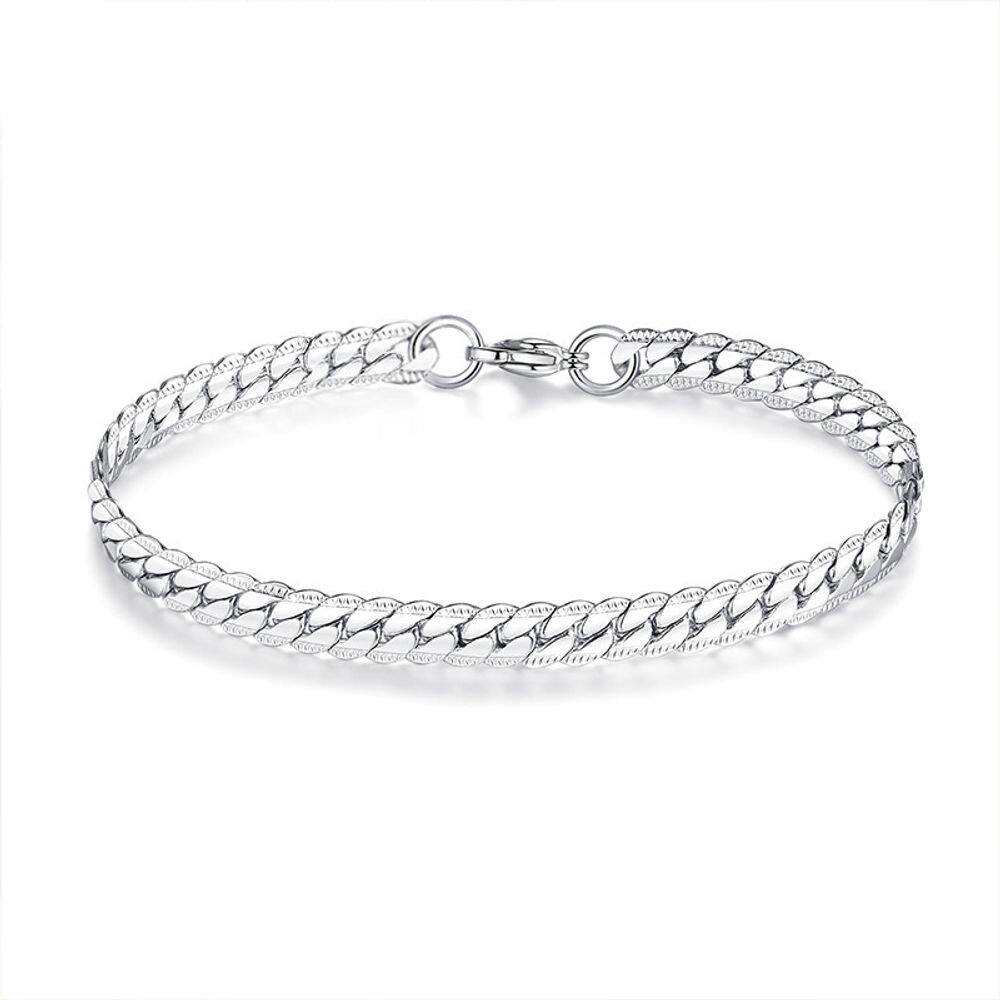 Pulseira de aço inoxidável achatada Figaro Cuban Link 18cm