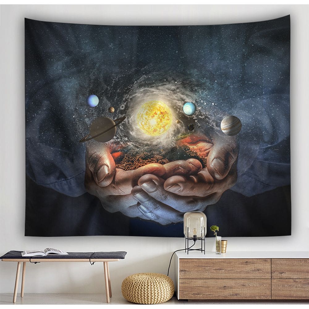 Tapeçaria para pendurar na parede Solar System Galaxy Planets 150x130cm