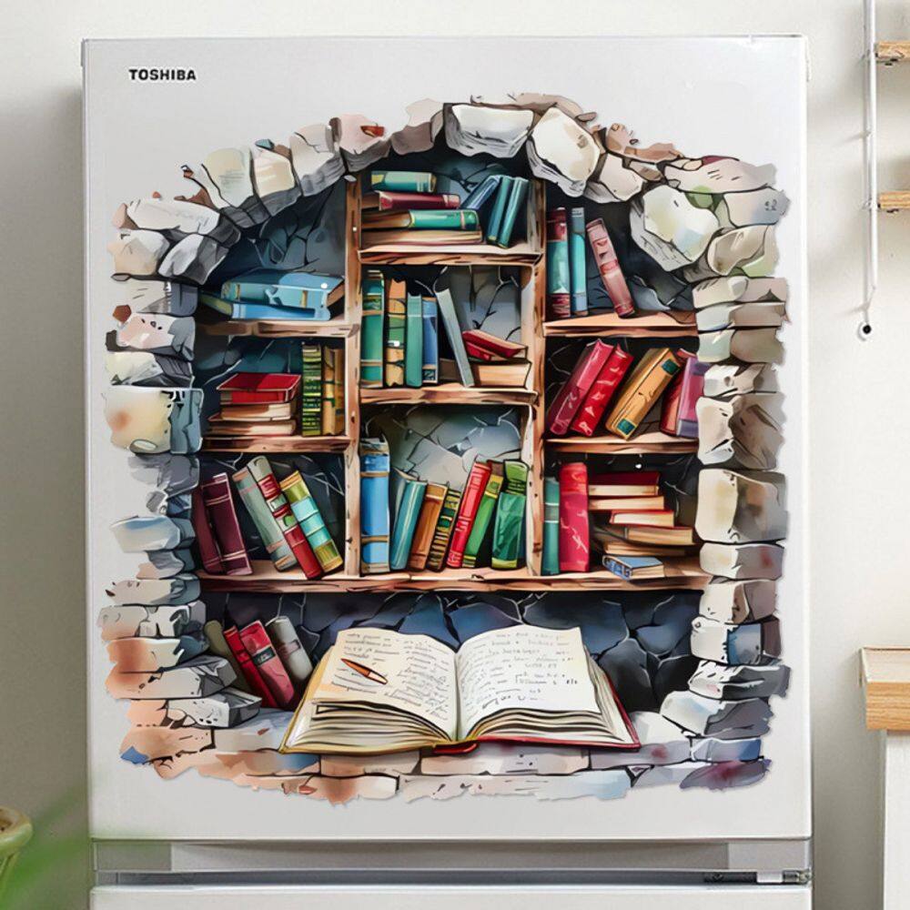 Adesivos de parede Estante 3D Papel de parede quebrado PVC 29,5 x 29,5 cm