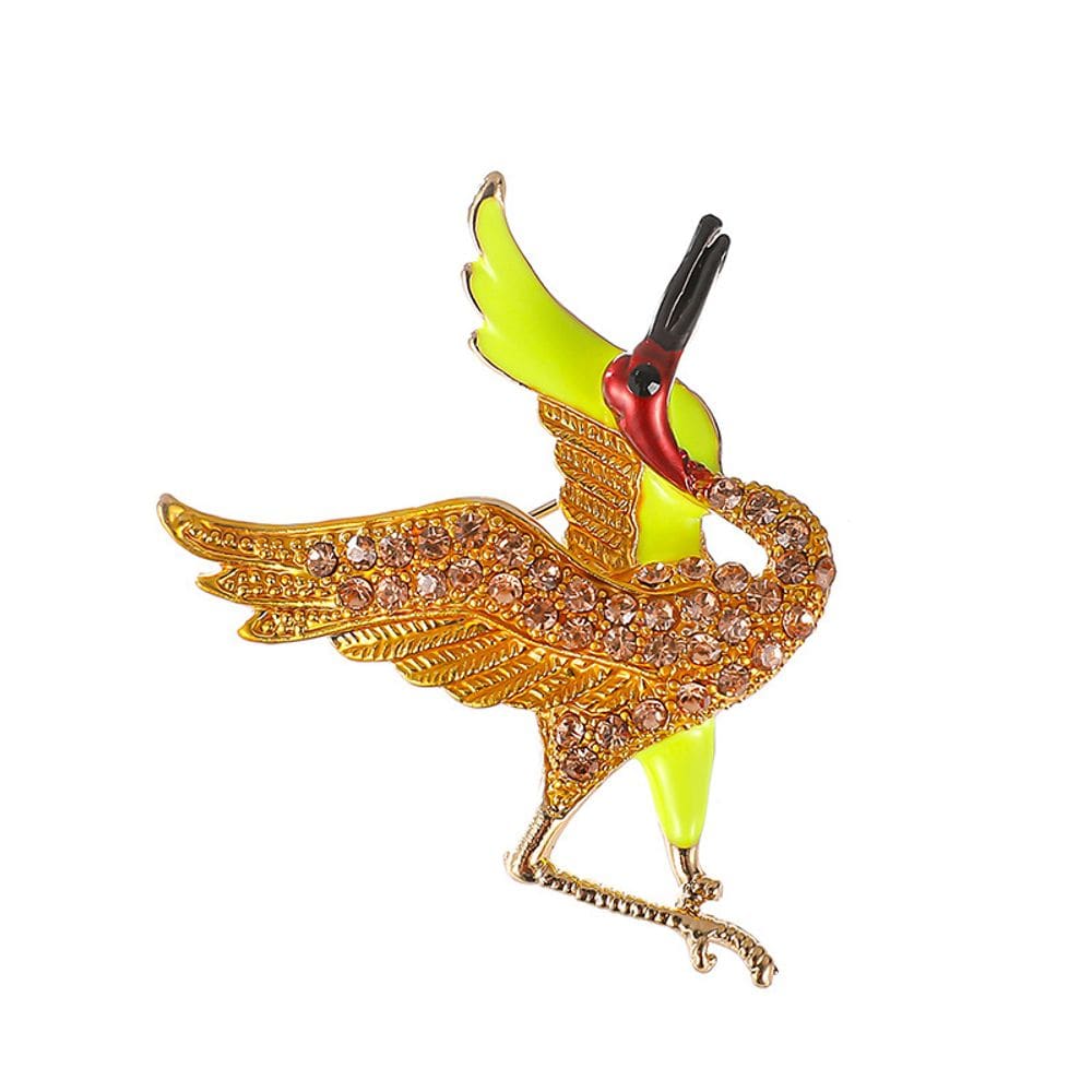 Broche Pin Elegant Crane Gold Alloy Strass para roupas