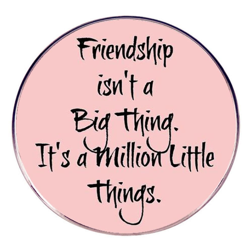 Broche Pin Round Pink A amizade não é uma grande coisa, é um milhão de pequenas coisas