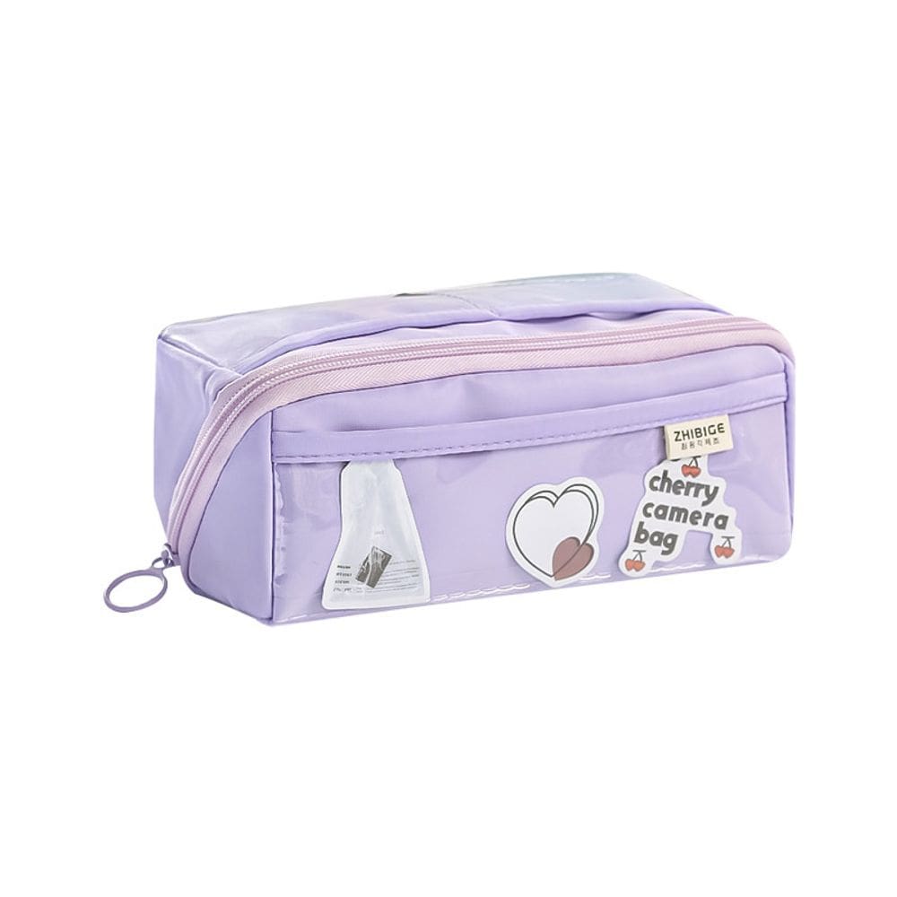 Estojo de lápis transparente de grande capacidade, de dupla camada transparente