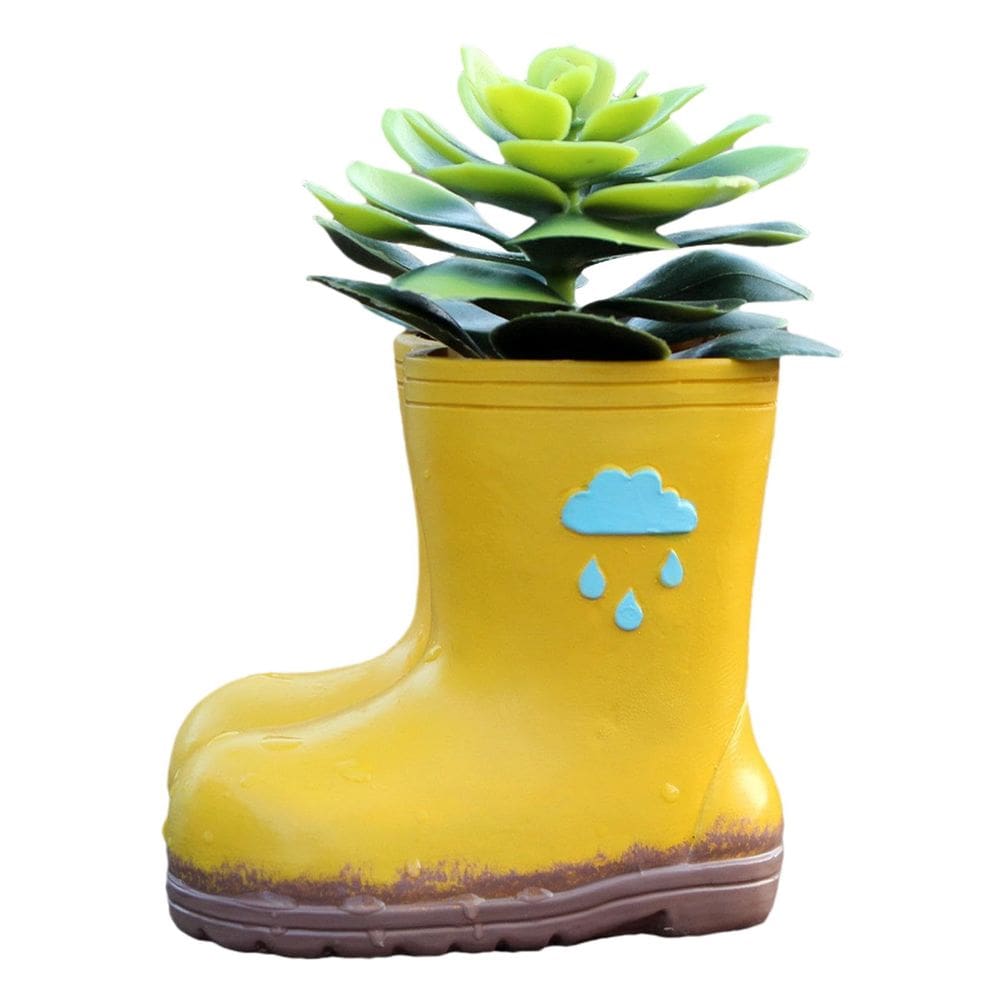 Vaso para plantas de resina Flowerpot Creative Rain Boots amarelo