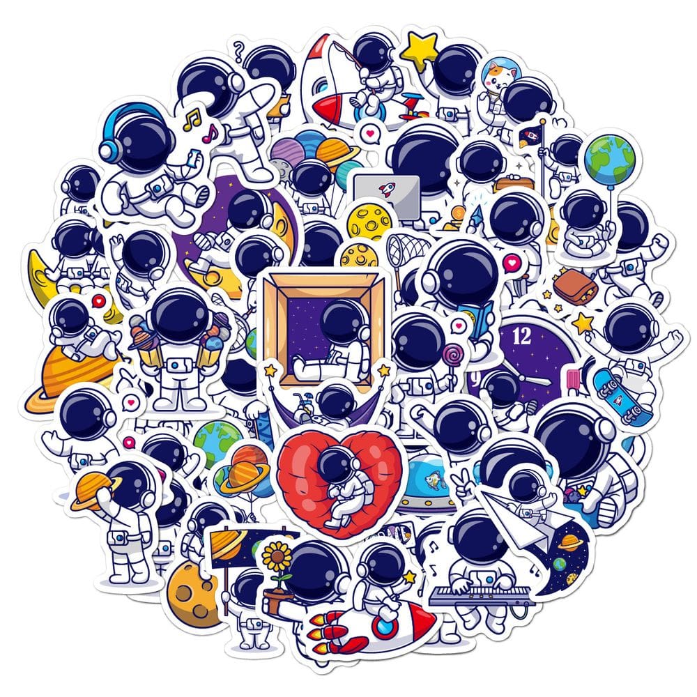 Pacote de adesivos Kawa Cute Astronaut, 50 unidades para crianças e adolescentes