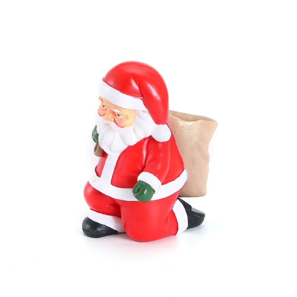 Porta-canetas, pote de lápis de resina de Papai Noel, organizador de mesa