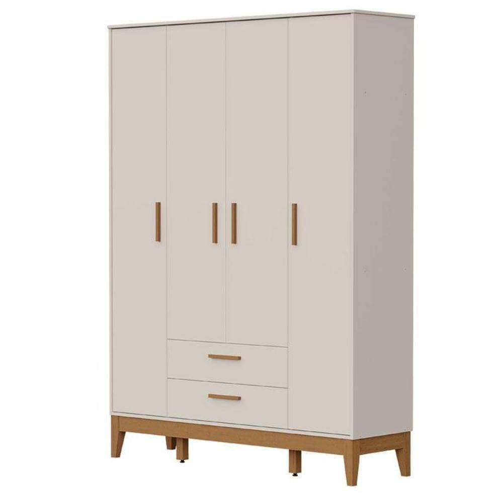 Guarda Roupa Infantil Flip 4 Portas Areia Acetinado - Reller