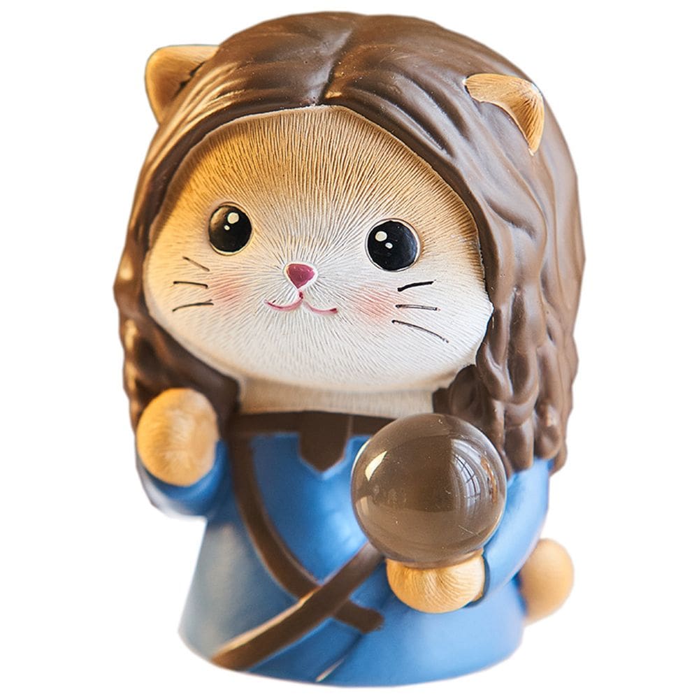 Porta-canetas Creative Pearl Cat Design Resin Organizer