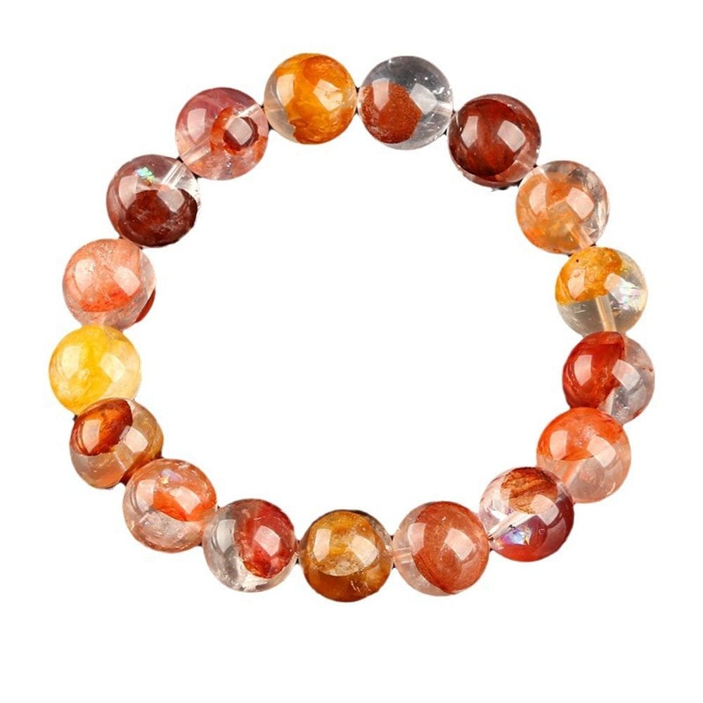 Pulseira de cristal de inclusão natural de 11 mm, contas redondas