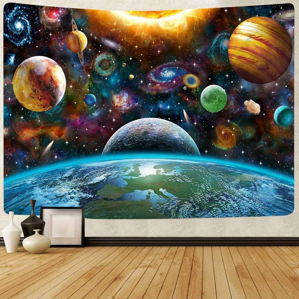Tapeçaria para pendurar na parede Galaxy Space Solar System 150x130cm