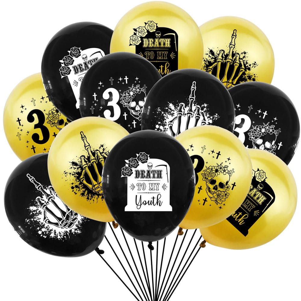 Conjunto de balões Death to My Youth Birthday 12 unidades 30º 40º 50º 60º