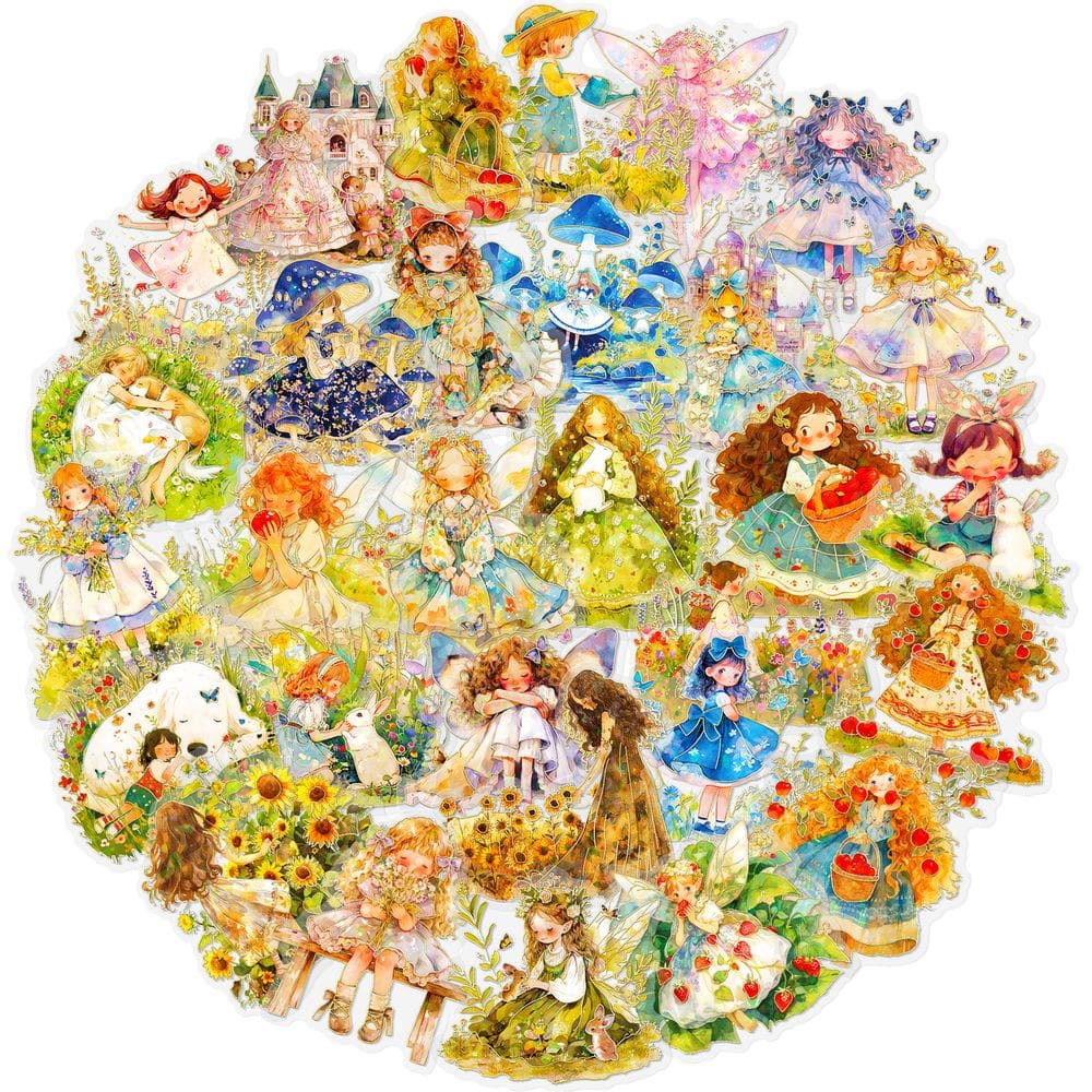 Pacote de adesivos Fairy Princess, 30 unidades de PET transparente