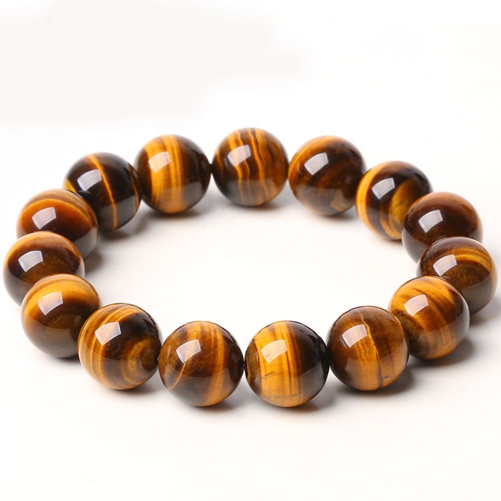Pulseiras de miçangas naturais Tiger Eye de 10 mm para homens e mulheres
