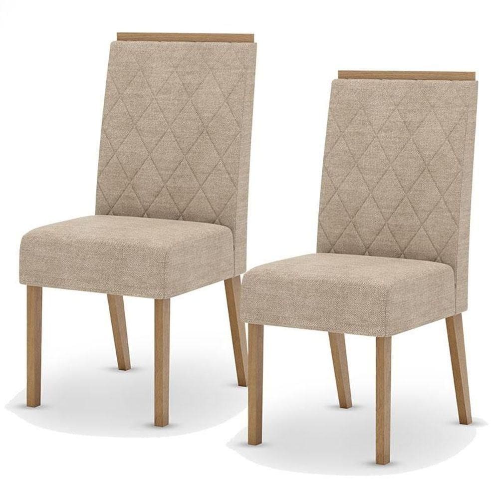 Cadeira Para Mesa De Jantar Nina Kit 2 Peças Nature Creme - Henn