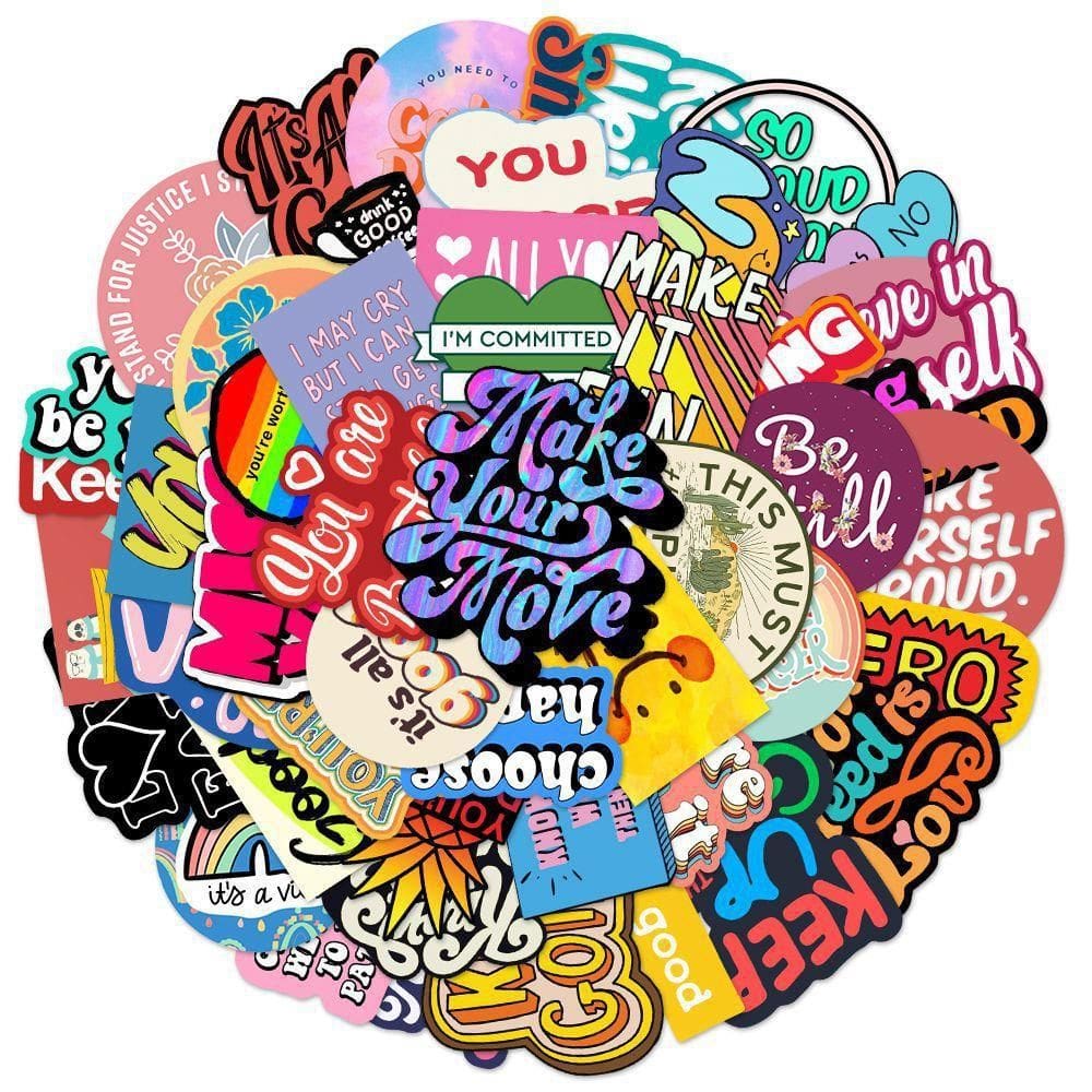 Pacote de adesivos Cute Aesthetic Quote, 50 unidades — vinil impermeável