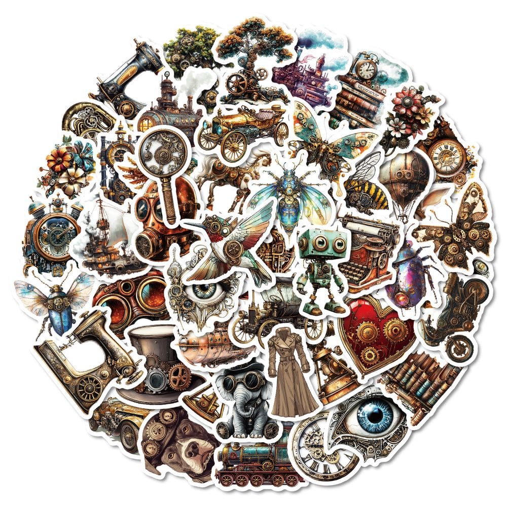 Pacote de adesivos Steampunk Aesthetic Collection, 50 unidades para adultos