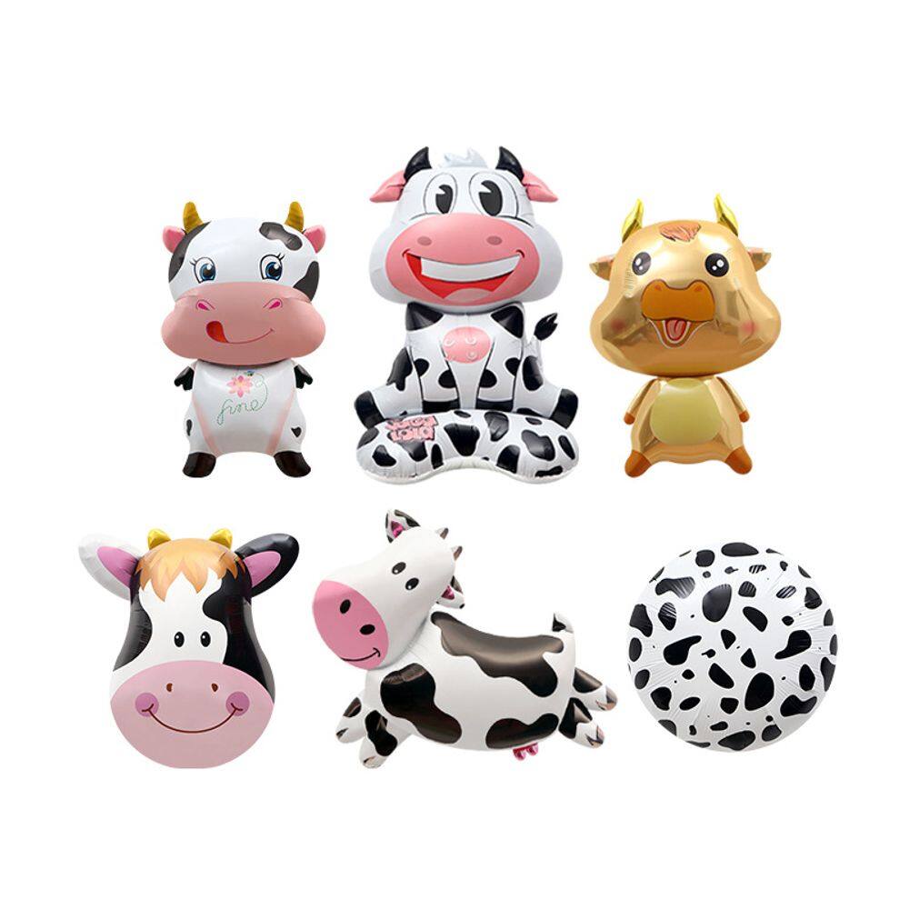 Conjunto de balões metalizados Cow 3D Standing Cartoon Animal x6