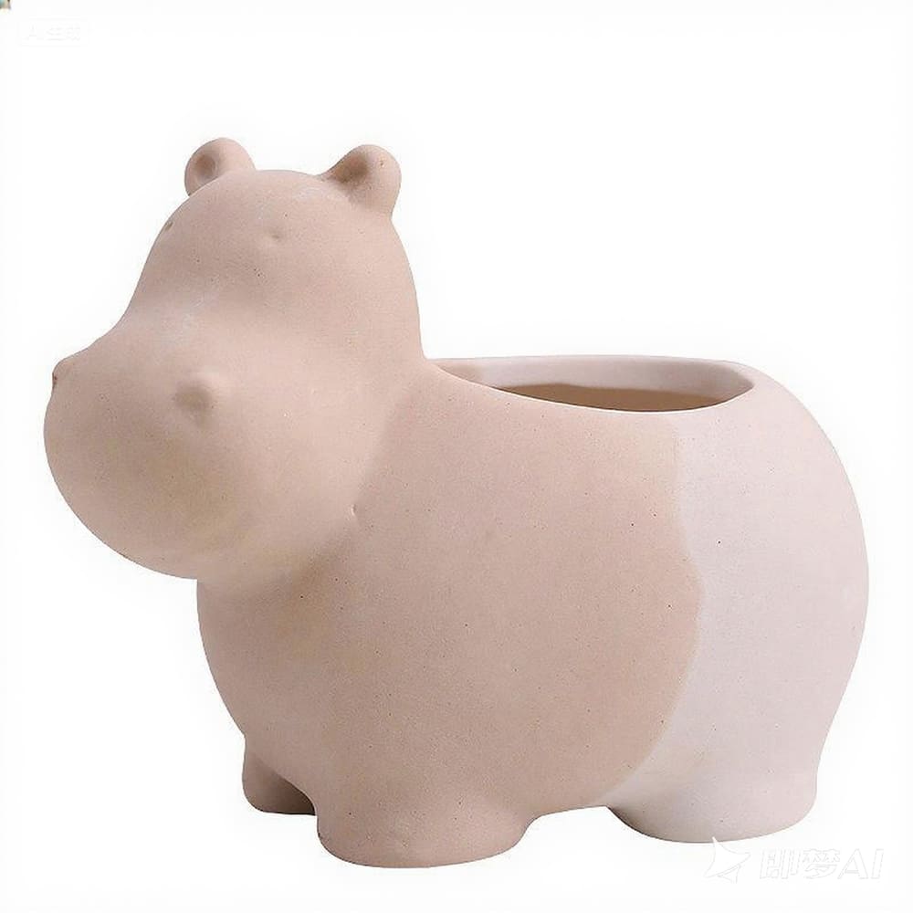 Vaso de flores Ceramic Hippo Cartoon Animal Plant Vaso de 10,5 cm