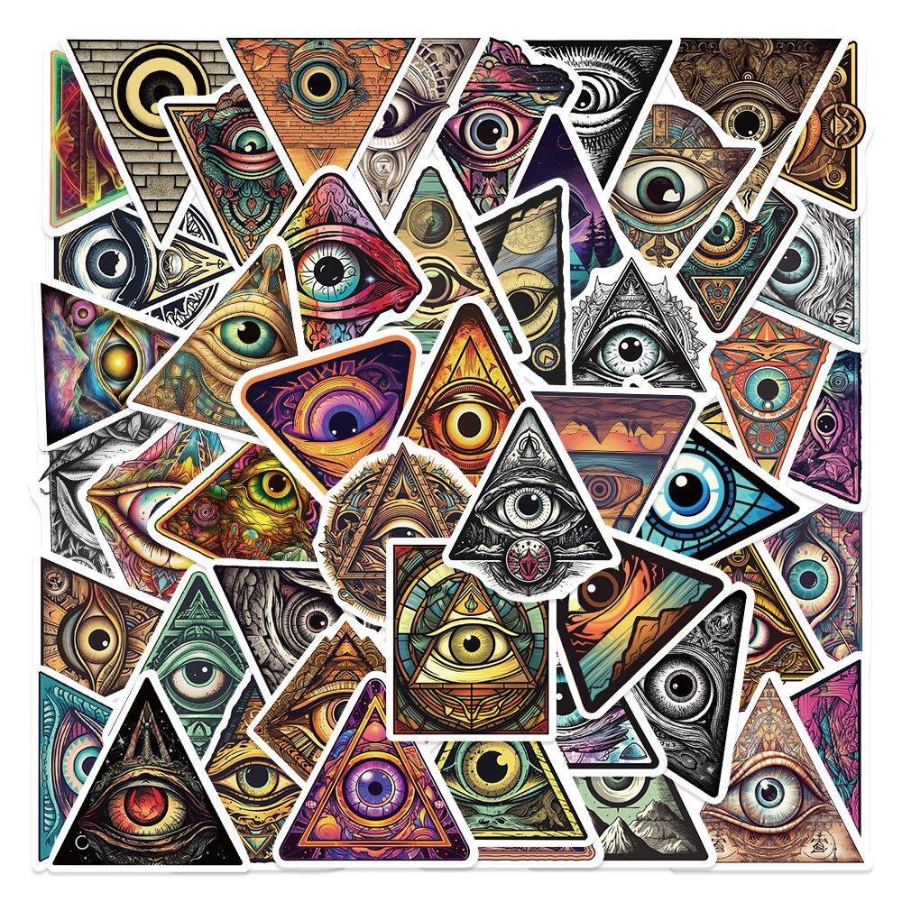 Adesivos Evil Eye, 50 peças, adesivos de vinil coloridos desenhados à mão