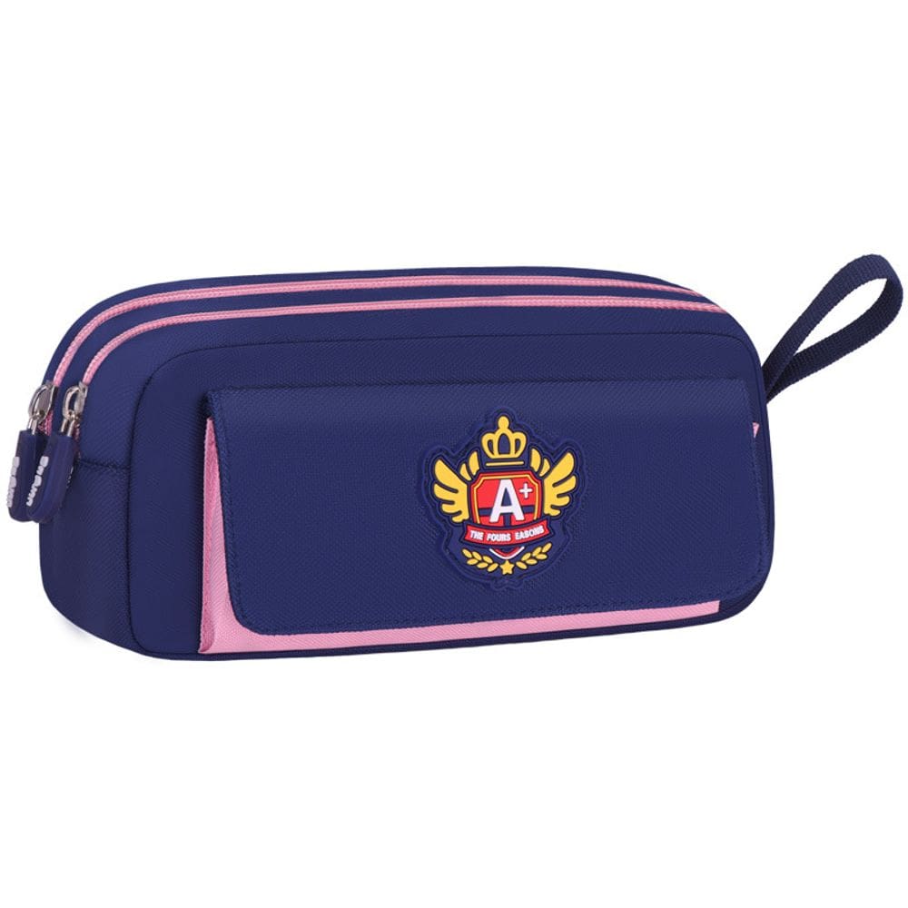 Estojo de lápis com zíper duplo de grande capacidade para meninas Oxford