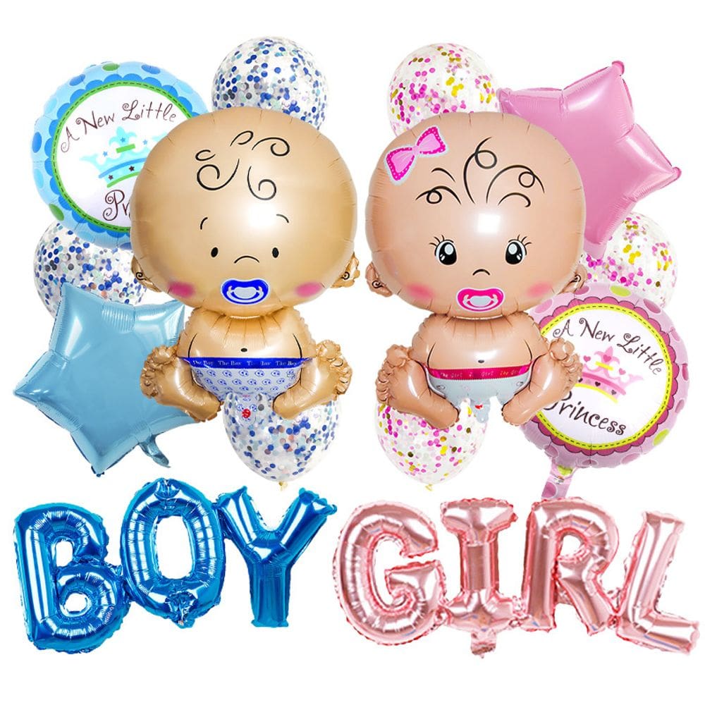 Conjunto de balões de chá de bebê, 19 peças, revelação de gênero para meninos e meninas